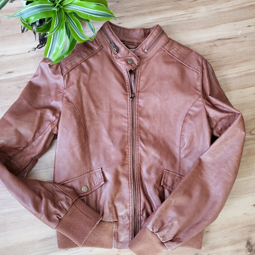 Brown leather jacket